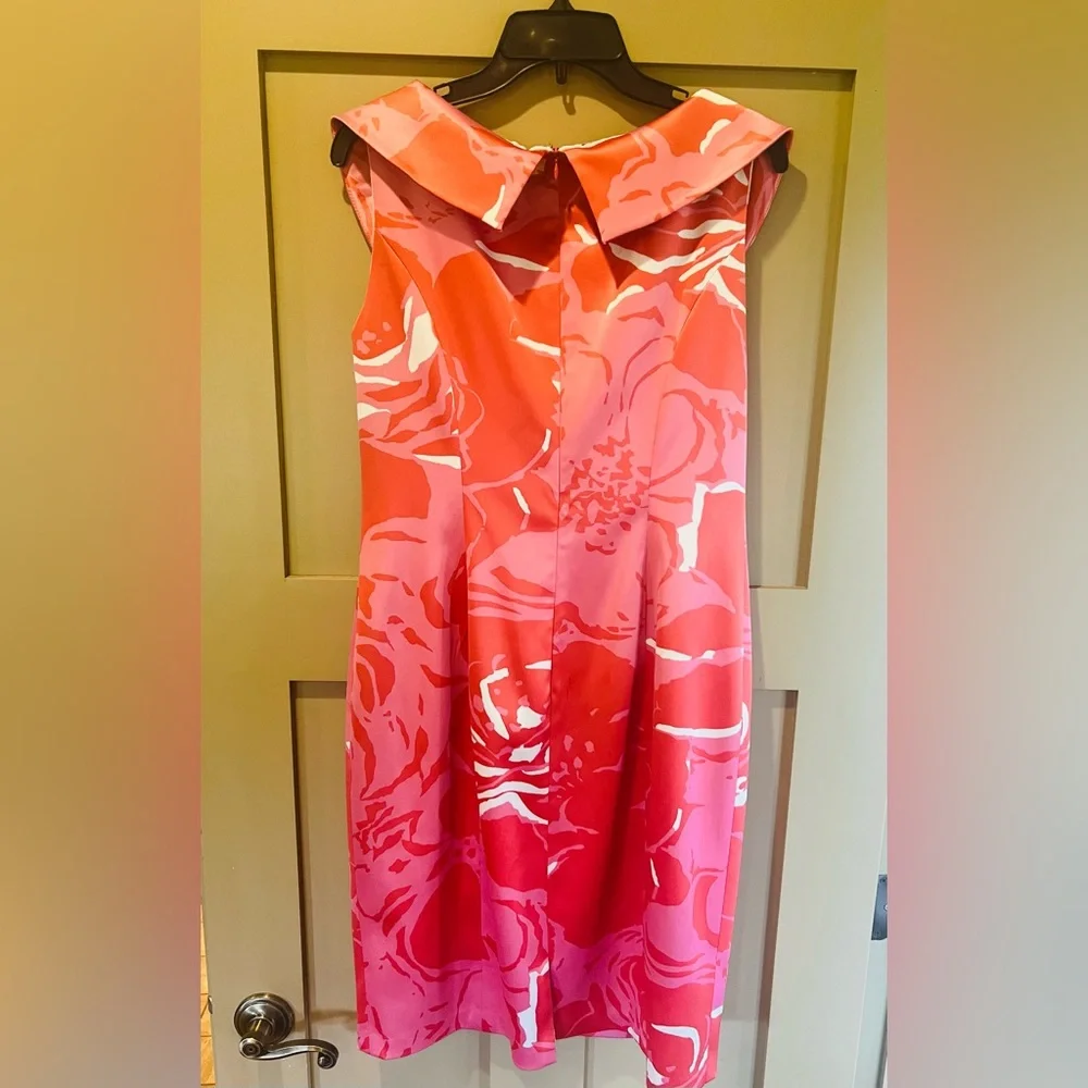 Kay Unger Pink Floral Sleeveless Cocktail Dress 10